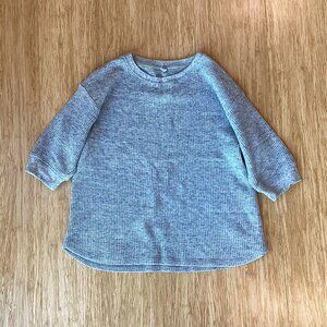 Girls Grey Waffle Knit Longsleeve, Uniqlo, Size 9 -10
